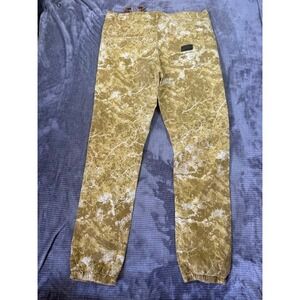 AKOO Brand Mens Marble Print Joggers Mustard Yellow Streetwear Pants 38X31